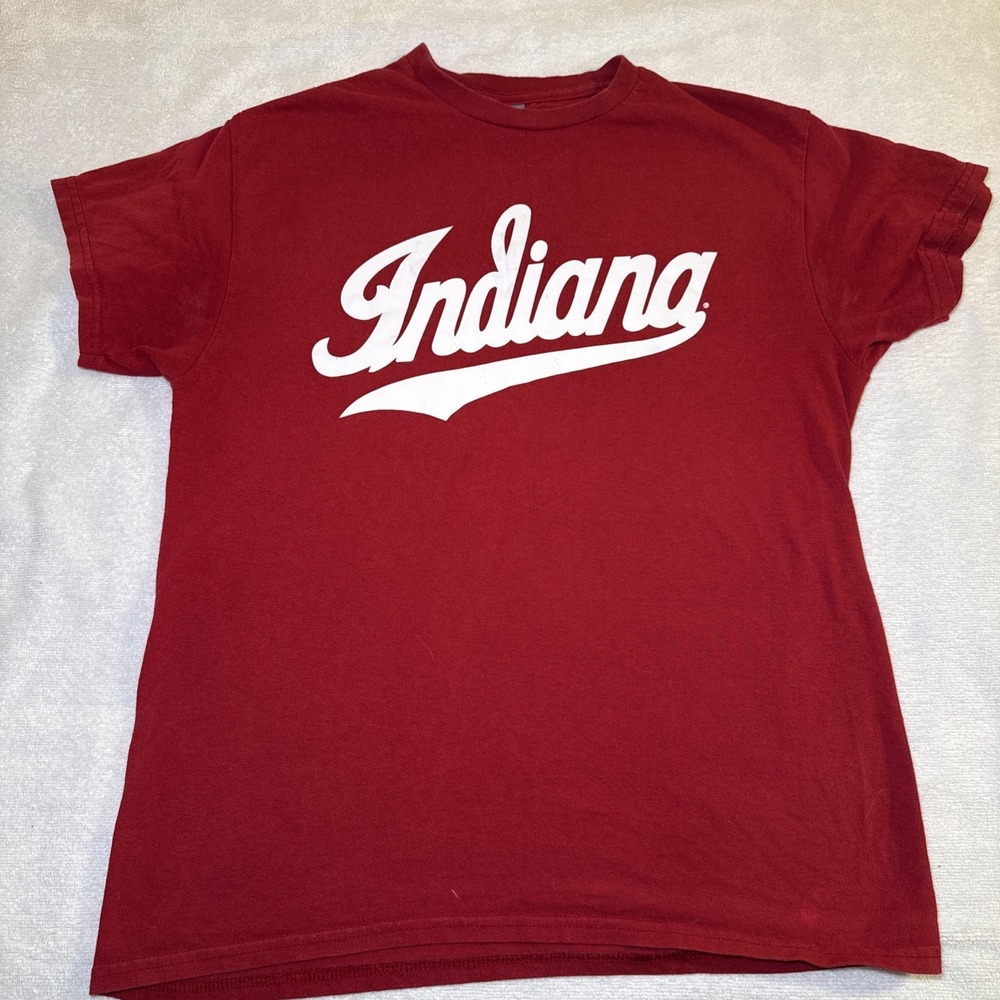 Indiana Hoosiers T-Shirt M Crimson IU Script Logo Red College Tee Bloomington